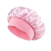 Women Satin Bonnet Hair Bonnet for Sleeping Hair Care Silk Bonnets Solid Wide-brimmed Sleeping Hat with Elastic Soft Band One Size