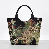 Bag embroidery large capacity shoulder strap messenger bag, retro canvas embroidery shoulder handbag handbag black