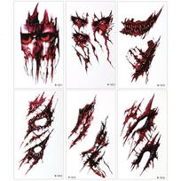 6 Sheets Realistic Scar Halloween Temporary Sticker Waterproof Makeup Disguise Wound Stickers For Costume Parties And Cosplay black