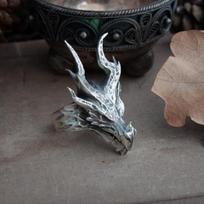 Retro Dragon Head Bone Ring New European and American Fashion Versatile Handsome Personality Punk Style Jewelry Gift resizable gray