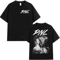 Black Oversized Cotton T-Shirt Featuring French Rap Duo PNL’s Vintage Live Stage Collage Print T-shirt 4XL black