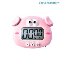 Animal Digital Timer For Kids With Countdown Alarm 99 Minute Clock For Kitchen Cooking Baking and Studying Pig rožinė
