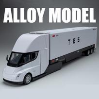 1:32 pusiau lydinio elektrinis puspriekabės vilkiko automobilio modelis, metalinis konteinerių transportavimo sunkvežimio transporto priemonės automobilio modelis, garso ir šviesos žaislai balta