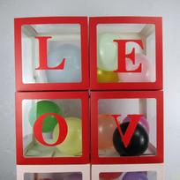 Transparent Surprise Balloon Box for Weddings and Birthdays – Creative LOVE/BABY Decoration Red LOVE Set gray
