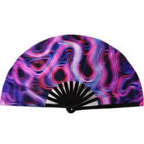 Handheld Folding Rave Fan Fashion Style Dance Music Fan Festival Fan Gradient Reflective Fluorescent Fan Glow-In-The-Dark Fan A6 purple