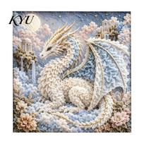 Artistic Fabric Texture Kits Dragon Poke Art Kit, Mythic DIY 3D Craft Relaxing Hobby for Beginners Project, No-Sew Crafting Kit Adults, Handmade gray