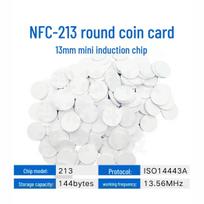 13mm Mini Micro NFC NTAG213 Round RFID Tag for Anti-Counterfeiting and Read-Write Functions. 13mm (Domestic 213 Chip) Round Coin Card (1 piece) white