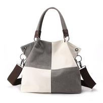 Laisvalaikio moteriškas drobinis krepšys Crossbody Krepšys Madinga kratinio spalvos kontrasto krepšys per petį moterims One Size white