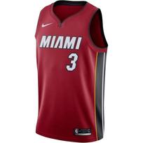 Nike X NBA Wade Miami Heat Number 3 Fan Edition Logo Print V-Neck Casual Sleeveless Tank Top Unisex Tops Burgundy 877211-612 L brown