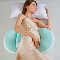 U Shaped Maternity Pillow - Full Body Support for Pregnant Women, Comfortable Belly Back Hip Pain Relief for Side Sleepers žalia