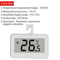 Fridge Thermometer With Hook Anti-Humidity Refrigerator Freezer Electric Digital Thermometer Temperature Monitor LCD Display 1009 white