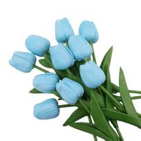 6 Pcs Artificial Tulip Flowers Real Touch Faux PU Tulip Bouquet Fake Flower Arrangement for Home Room Office Party Wedding blue