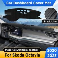 For Skoda Octavia - Car Dashboard Cover Mat Dash Board Sun Shade Anti-UV Pad Artificial Leather sun-proof Accessories Artificial leather white