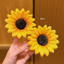 Summer Sunflower Hairclip Sweet Yellow Flower Large Hairpin Edge Clip Women Girls Fashion Hair Accessories Beach Headdress Gifts orange