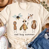 Sad Bug Summer Shirt, Comfort Color Bug Tee, Embroidered Bug Tee, Cottagecore Insect Tee, Minimal Nature Embroidery Tee, Gift for Her Shirt 3XL beige