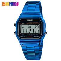 Skmei 1123 Auksinis Skaitmeninis Laikrodis Elektroninis LED Ekranas Chronografas Kalendorius Žadintuvas 12/24 Val. El Apšvietimas Sportinis Reloj Montre Laikrodžiai Skmei 1123 black