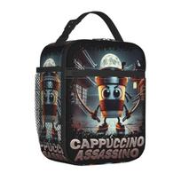 Cappuccino Assassino Italian Brainrot Meme Insulated Lunch Bag Cooler Lunch Container Tote Lunch Box Food Handbags Office One Size black