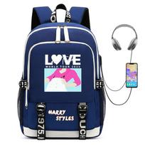 Large Capacity Backpack Harry Styles Printed Usb Charging Backpack Computer Backpack 16inch white