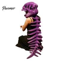 Halloween Party Prop Dinosaur Skeleton Costume, 3D Spinosaurus Skull Masque Headpiece And Spine, Decoration Plush Hood Costume for Halloween, Cosplay, 80 cm violetinė