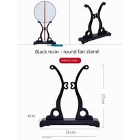 Fan Stand, Fan Holder, Fan Base, Palace Fan Stand, Long-Handled Bamboo Solid Wood Chinese Style Folding Fan Stand, Stand for Holding Fans Black Resin - Round Fan Stand juoda