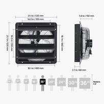 SucceBuy 10/12/14/18 inch Shutter Exhaust Fan Wall Mounted Attic Vent Fan with Variable Speed Controller AC Motor for Greenhouse Disposal Only black