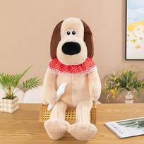 New bone dog plush master dog doll cute soft cute dog toy creative birthday gift doll 42cm   02kg white