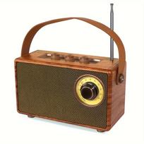 Vintage Wireless Bluetooth Speaker FM Radio with Deep Bass, Portable for Bedroom/Office, Supports TF Cards & AUX Cable
