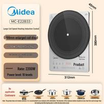 Midea Platinum Diamond 2200W Multi-functional Induction & Ceramic Cooktop black