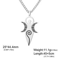 Jeshayuan Hecate Goddess Moon Pendant Necklace Stainless Steel Spiral Goddess Necklace Celtic Knot Magic Amulet Jewelry 45cm gray
