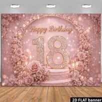2D Romantic Pink Rose Gold 18th Backdrop Photography Background 59x51.1inch/150*130cm