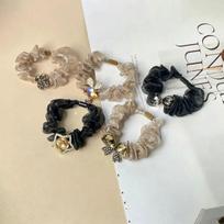 Elegant Heart Bow Elastic Hair Tie - Luxurious Feel Hair Accessory gray