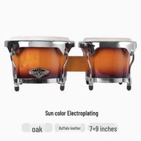 Buffalo Hide Bongos, 7  & 9  Professional Hand Drums, Toon Wood, Performance Level orange