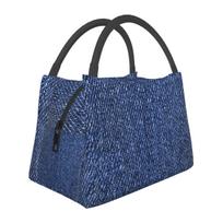 Denim Classic Navy Blue Insulated Lunch Bag for School Bento Storage Food Boxes Portable Container Cooler Thermal Lunch Box Tote One Size gray