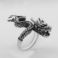 New Arrival Silver Dragon Head Ring for Men Women Personality Opening Adjustable Stainless Steel Finger Jewelry Accessory resizable gray