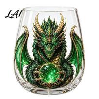 Decorative Drinking Vessels Mythic Dragon Glass Art Cup 3D Sculpted with Crystal Ball Detailed Mythical Animal Glassware 400ml Fantasy Whiskey D
