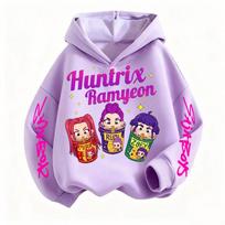 K-pop Demon Hunters Hoodies  Girls Long Sleeve Outerwear Saja  Print Hooded Coat for Children Fashion Pullover Kids Tops 100 blue