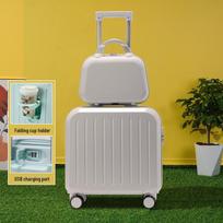 18  Carry-on Trolley with Combination Lock and Printed Logo 18-inch Carry-on, 3-Year Warranty gray