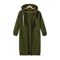 Užtraukiamos hoodies moterims, oversized, vilnos, ilgos tunikos, su gobtuvu, džemperis, rudens, žiemos, laisvalaikio, su raišteliu, paltas su kišenėmis L armijos žalia spalva