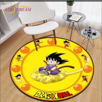 Anime Dragon Ball Goku apvalus kilimėlis Animacinių filmų kilimas svetainei Vaikų kambario grindų kilimėlis Vaikų miegamojo minkštas virtuvės kilimėlis 60cm yellow