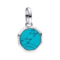 Pandora graviruotas mini medalis pakabukas Moteriškas pakabukas Mėlynas žalias 793388CO1 Box blue