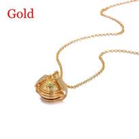 Jewelry Family Photo Memory Floating Locket Necklace Angel Wings Magic 4 Photo Pendant Long Chain rožinio aukso spalvos
