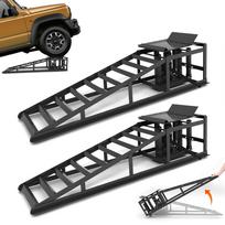 2 dalių hidraulinės kėlimo rampos su ratukais, 5T rampos (11065 svarai), Automobilio keltuvas alyvos keitimui ir garažui, kėlimo aukštis 23–36 cm (9 –14.2 ), Juoda juoda