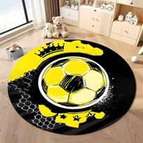 Free shipping! Vibrant Soccer-Themed Round Rug for Kids' Rooms round carpet for home sofa bedroom, gift Diameter -60cm yellow