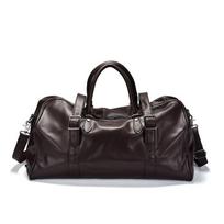 Men's Genuine Leather Multi-Functional Travel and Gym Bag - Large Capacity Cowhide Luggage Bag gray