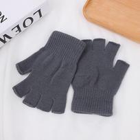 1 Pair Colorful Knitted Short Half Finger Gloves Autumn Winter Knitted Elastic Warm Wrist Glove Solid Color Cycling Accessories 1 gray