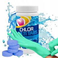 Baseino chloro tabletės GAMIX 3in1, 1 kg (50 x 20 g), su pirštinėmis