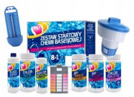 Baseino chemijos rinkinys 9in1: didelės tabletės, plūdė, termometras GAMIX
