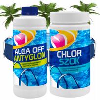 Baseino chemija Gamix: 1 kg chloro šokas ir 1 l algicidas