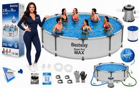 Sodo baseinas Bestway, 305x76 cm, su karkasu, siurbliu ir 17 priedų