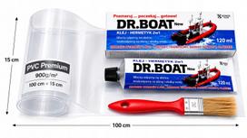 Remonto rinkinys valtims: 120 ml klijų ir 1 m x 15 cm lopas tarpaiulinui